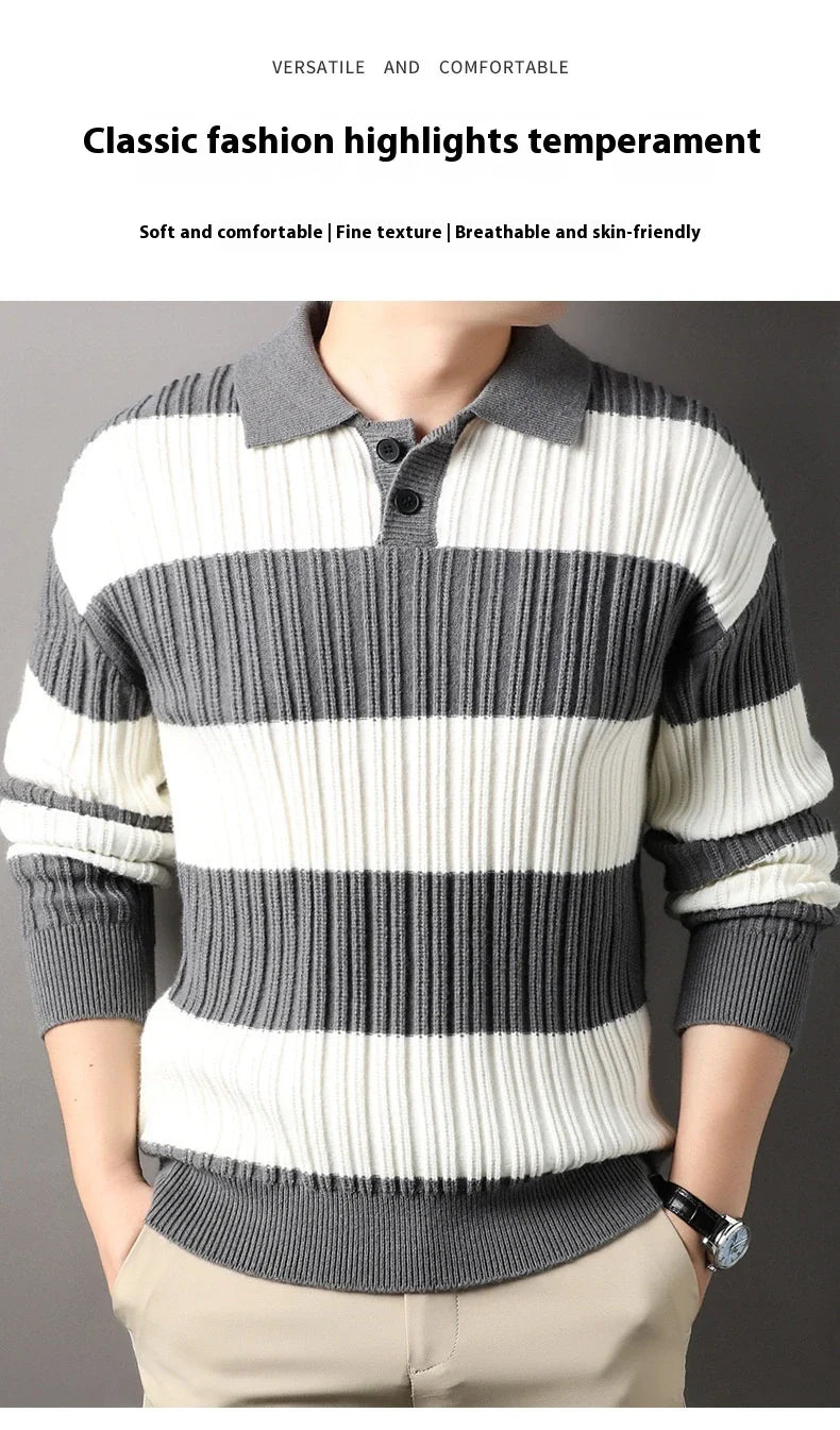 A soft, comfortable long sleeve top in a classic striped pattern, perfect for casual or smart-casual wear.