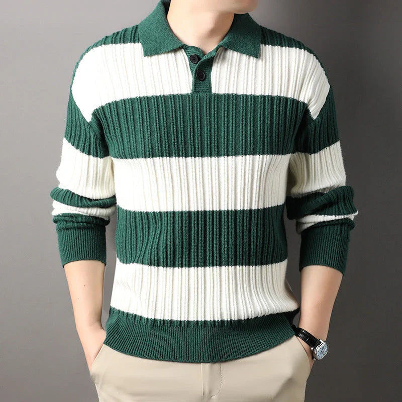 A soft, comfortable long sleeve top in a classic striped pattern, perfect for casual or smart-casual wear.