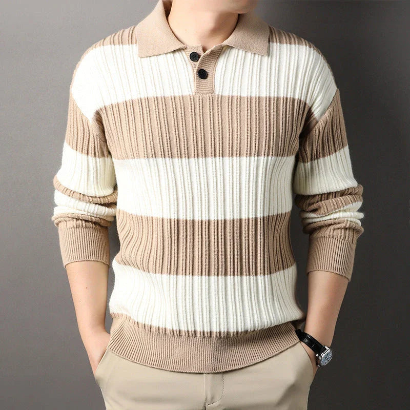 A soft, comfortable long sleeve top in a classic striped pattern, perfect for casual or smart-casual wear.