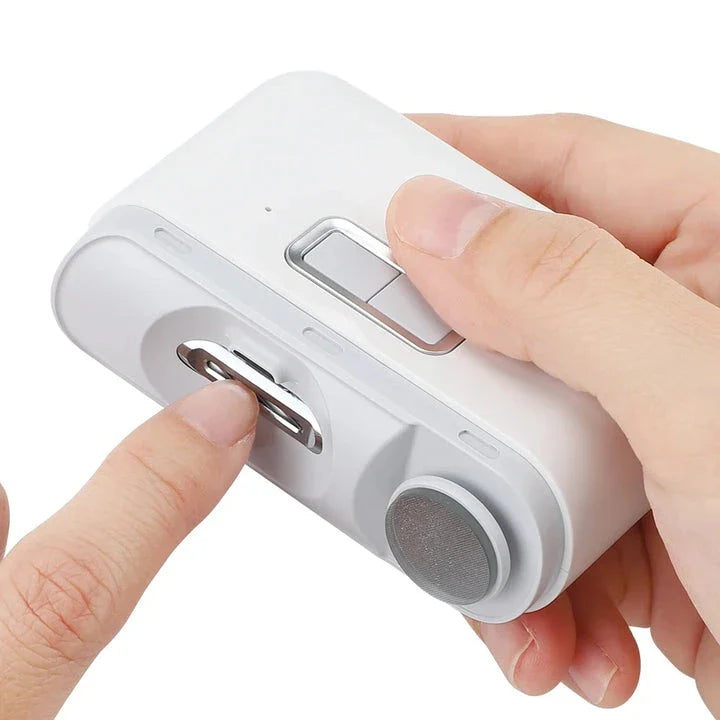 2-in-1 Electric Nail Clipper and Polisher with Auxiliary Lighting and Rechargeable Design