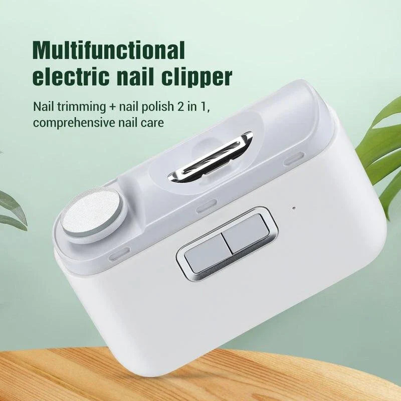 2-in-1 Electric Nail Clipper and Polisher with Auxiliary Lighting and Rechargeable Design