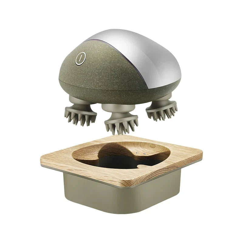 Portable waterproof scalp and body massager with infrared technology for relaxation and improved hair and muscle health