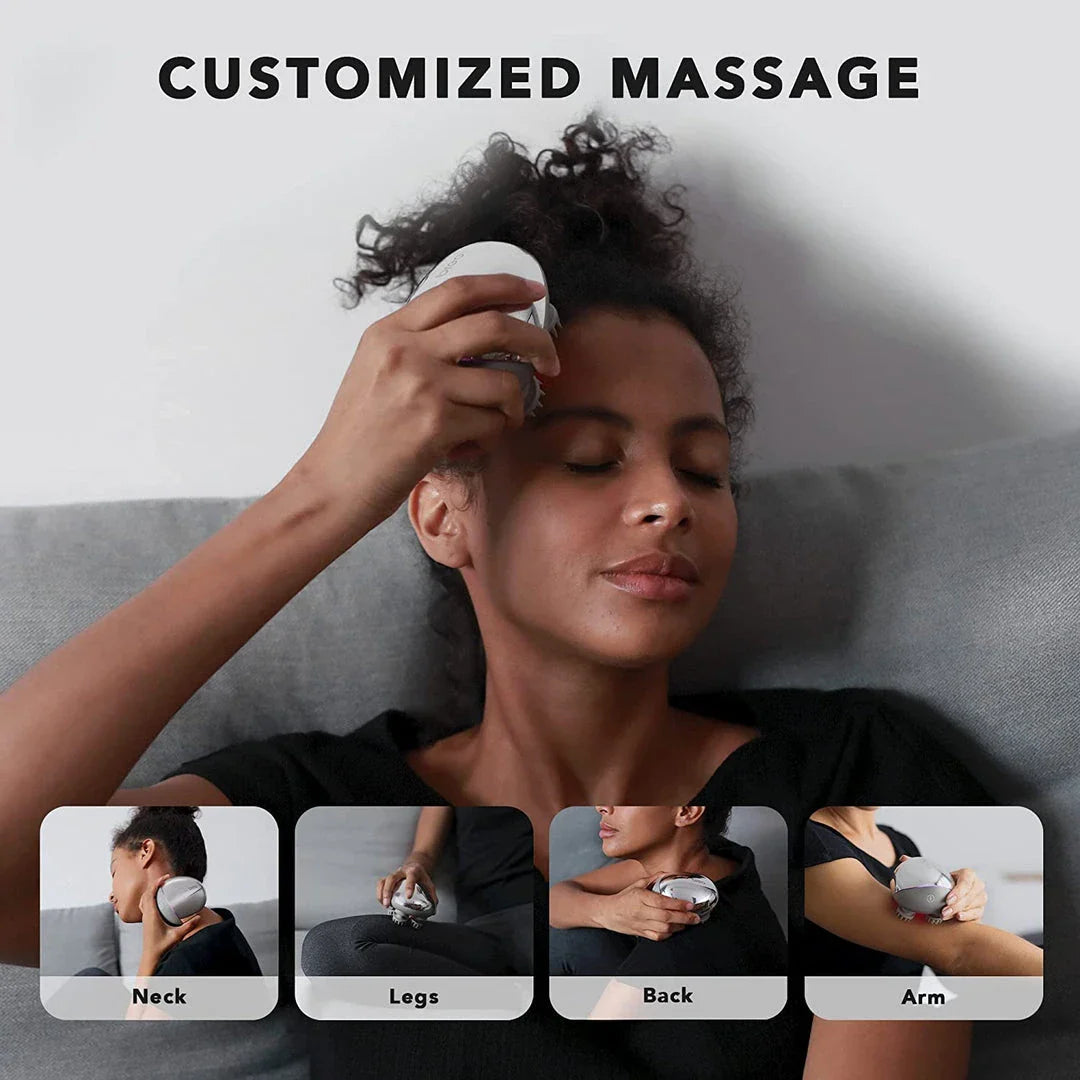 Portable waterproof scalp and body massager with infrared technology for relaxation and improved hair and muscle health