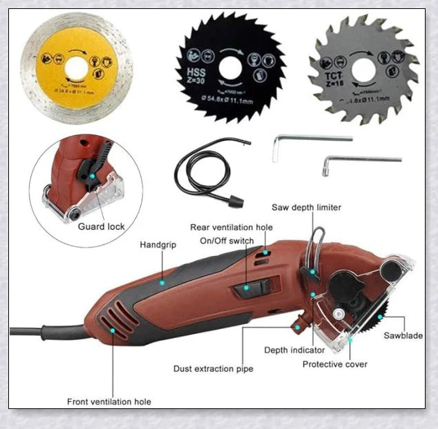 Trabyhand Multi-Function Circular Saw with Powerful 400W Motor and Versatile Blade Options