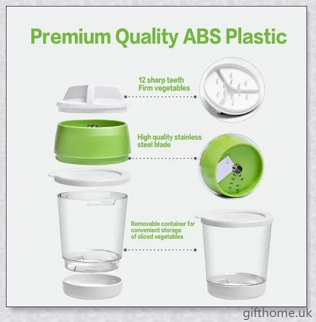 Adjustable spiral cutter with container for creating beautiful vegetable noodles and garnishes