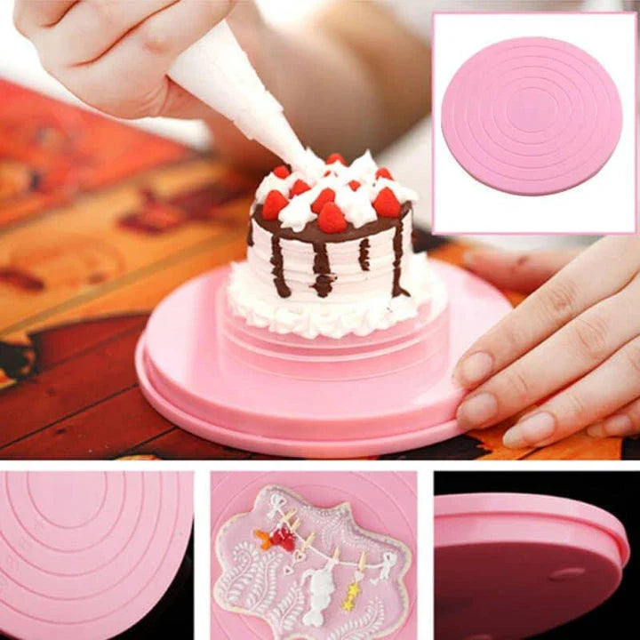 Trendha Pink Rotating Anti-Skid Cake Turntable - Premium Baking Accessory for Effortless Cake Decorating