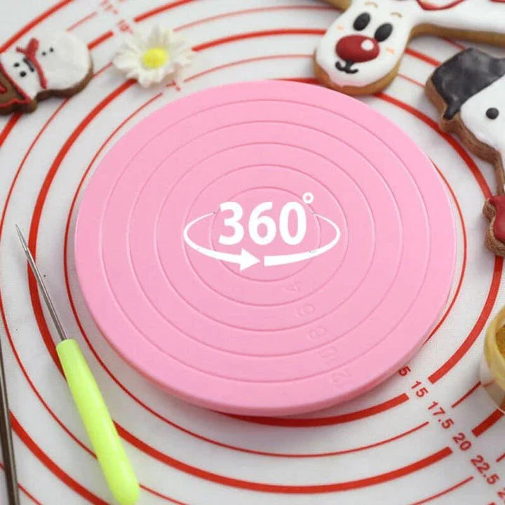 Trendha Pink Rotating Anti-Skid Cake Turntable - Premium Baking Accessory for Effortless Cake Decorating