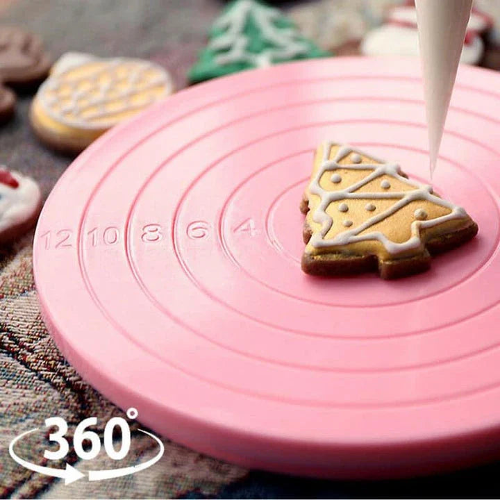 Trendha Pink Rotating Anti-Skid Cake Turntable - Premium Baking Accessory for Effortless Cake Decorating