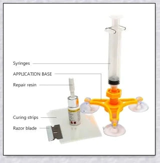 A phone screen crack repair kit with a specialized resin formula and vacuum-powered applicator for easy, invisible screen repairs.