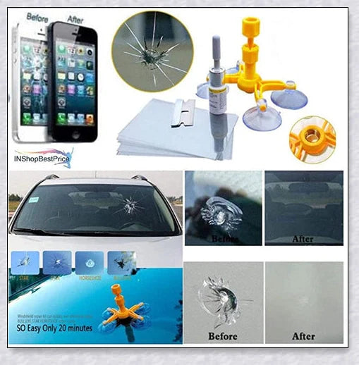 A phone screen crack repair kit with a specialized resin formula and vacuum-powered applicator for easy, invisible screen repairs.