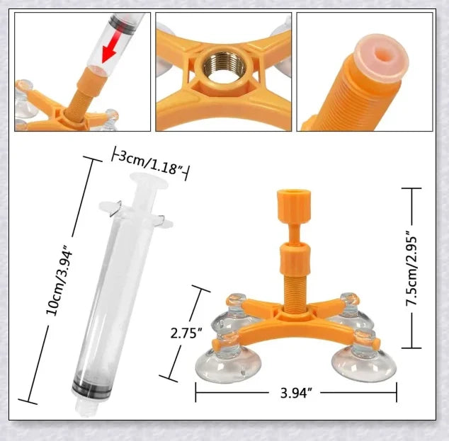 A phone screen crack repair kit with a specialized resin formula and vacuum-powered applicator for easy, invisible screen repairs.