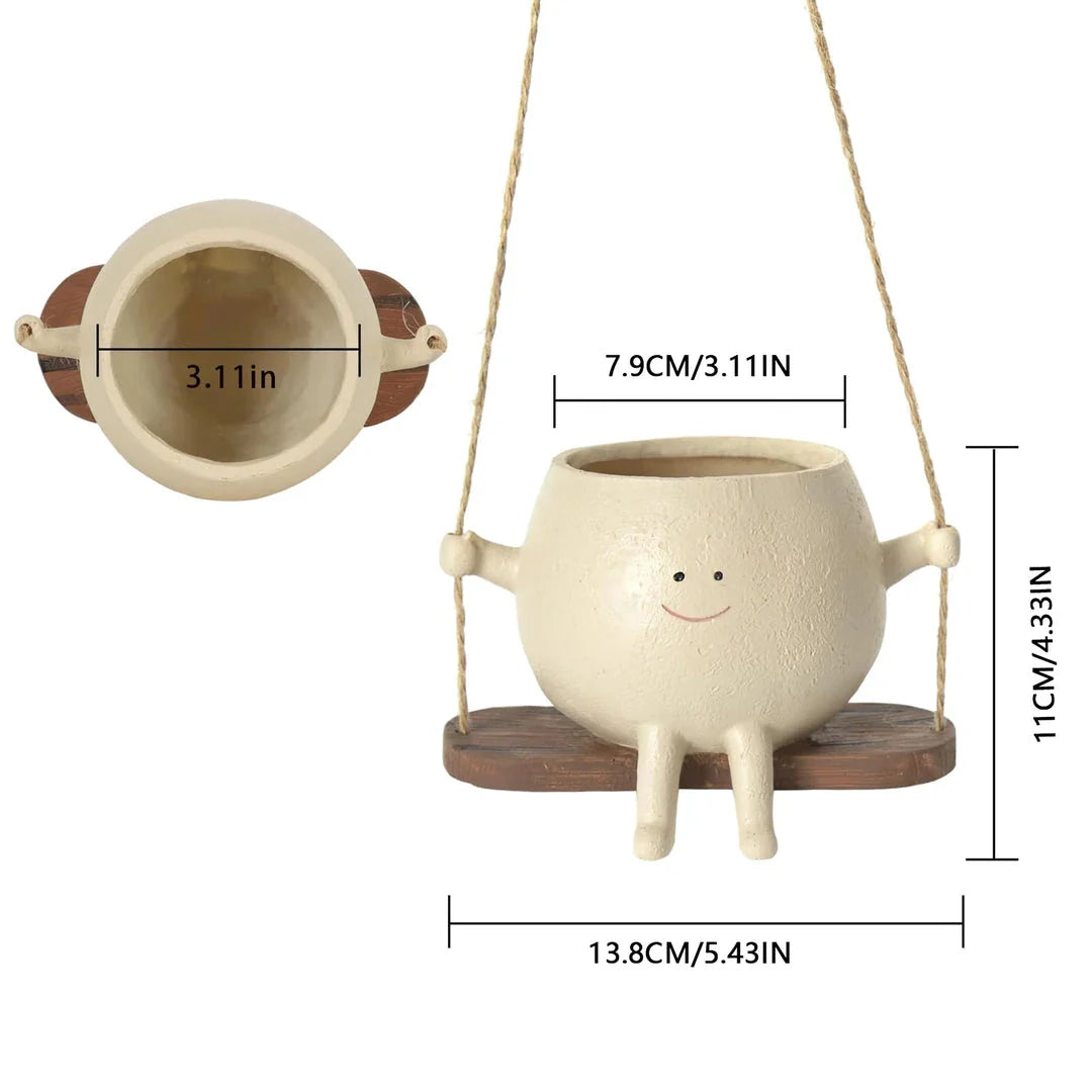 Flower Pot Wall Planter Swing Face with a charming face-shaped design for adding unique personality to your home or garden