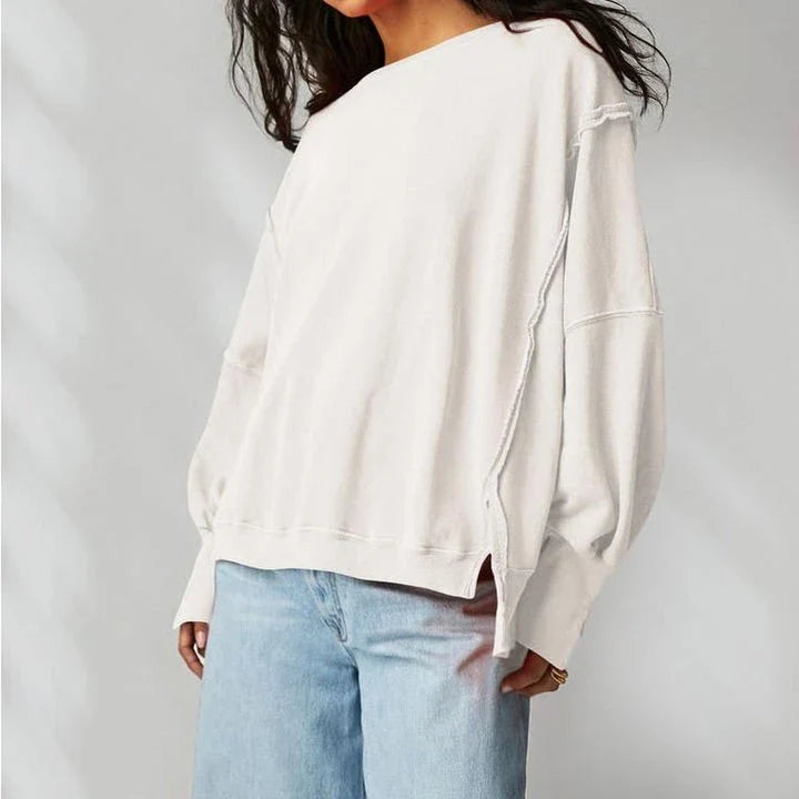 Elegant Y2K Patchwork Autumn Sweatshirt in Army Green colour, featuring a stylish patchwork design and a comfortable, loose-fitting silhouette.