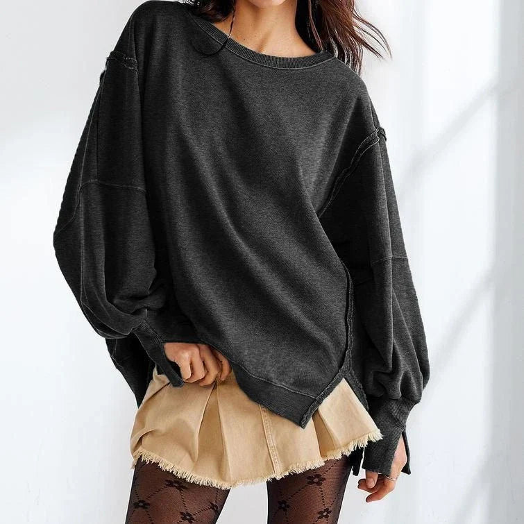 Elegant Y2K Patchwork Autumn Sweatshirt in Army Green colour, featuring a stylish patchwork design and a comfortable, loose-fitting silhouette.