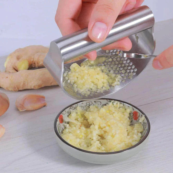 Trendha Ergonomic Design Garlic Press - Stainless Steel Mincing Tool for Garlic, Ginger, and More