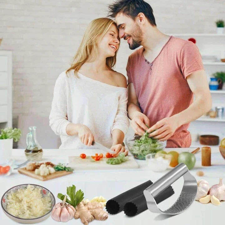 Trendha Ergonomic Design Garlic Press - Stainless Steel Mincing Tool for Garlic, Ginger, and More
