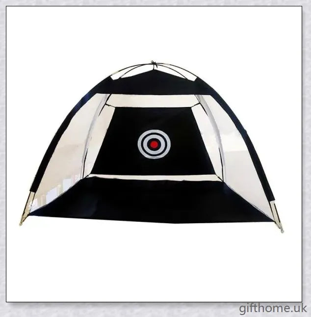 Golf practice driving net with rip-resistant target and wide openings for indoor and outdoor use