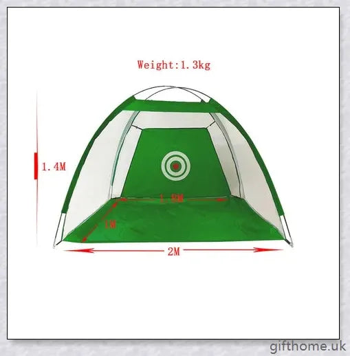 Golf practice driving net with rip-resistant target and wide openings for indoor and outdoor use