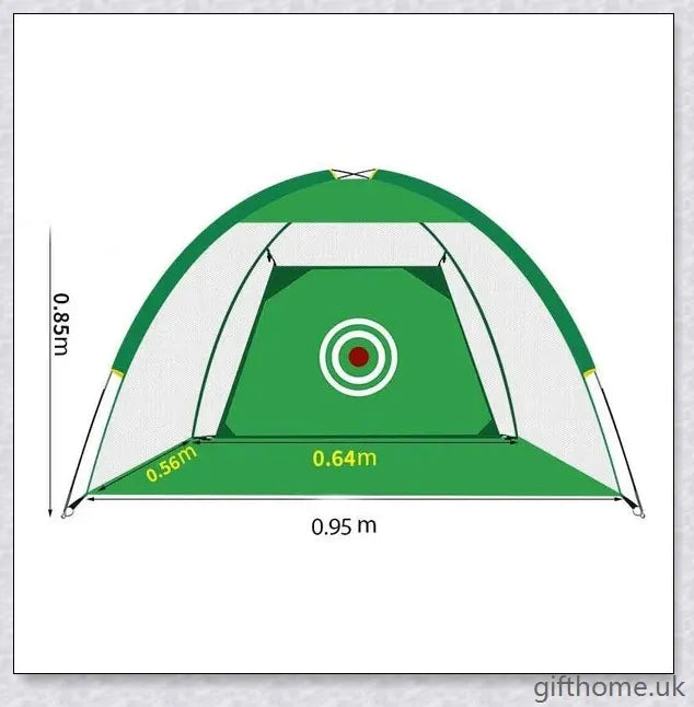 Golf practice driving net with rip-resistant target and wide openings for indoor and outdoor use