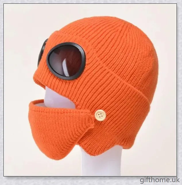 Aviator glasses ear with velvet warm wool hat, a premium British-made accessory featuring premium wool construction and a cosy velvet lining