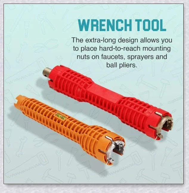 The Plumber's Sink Wrench, a high-quality plumbing tool designed to easily reach and turn hard-to-access nuts and bolts in tight spaces.