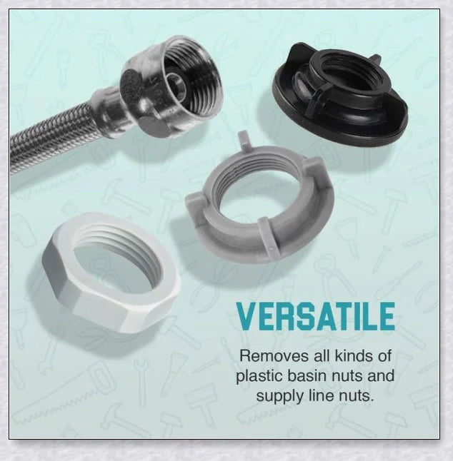 The Plumber's Sink Wrench, a high-quality plumbing tool designed to easily reach and turn hard-to-access nuts and bolts in tight spaces.