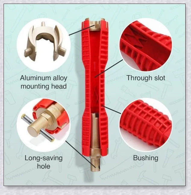 The Plumber's Sink Wrench, a high-quality plumbing tool designed to easily reach and turn hard-to-access nuts and bolts in tight spaces.