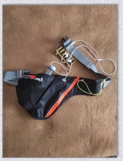 Running Water Bottle Waist Pack with adjustable strap, water bottle holder, and reflective safety features