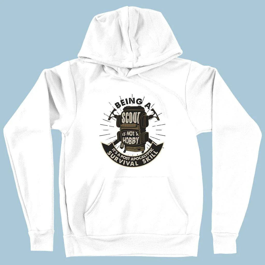 A comfortable, stylish, and eco-friendly hoodie designed for UK scouting enthusiasts, featuring a cosy fleece lining and adjustable drawstring hood.