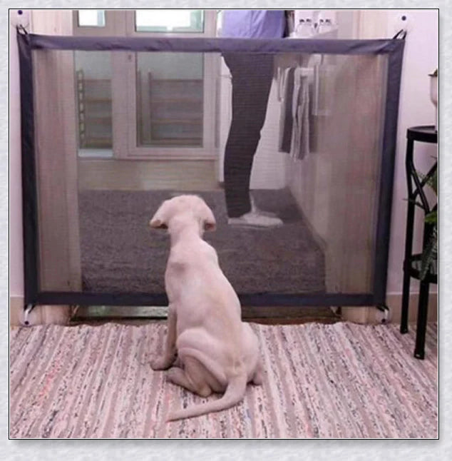 Indoor Retractable Dog Gate Mesh - Adjustable and Durable Gate Protecting Home Safety