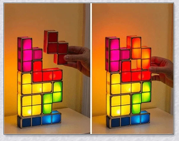 Tetris Constructible Desk Lamp Light - Modular LED-illuminated blocks for endless creative configurations