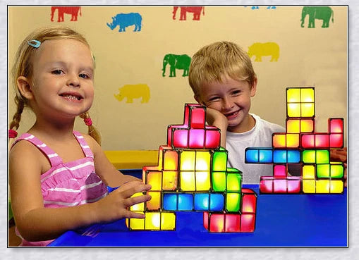 Tetris Constructible Desk Lamp Light - Modular LED-illuminated blocks for endless creative configurations