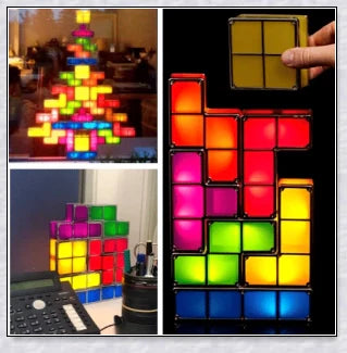 Tetris Constructible Desk Lamp Light - Modular LED-illuminated blocks for endless creative configurations