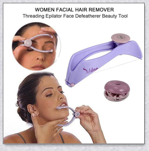 Facial Hair Removal Threading Tool for painless, root-extracting hair removal on the forehead, cheeks, chin, and upper lip