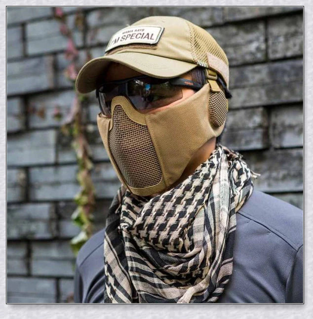 Tactical Foldable Mesh Mask With Ear Protection for Airsoft Gameplay