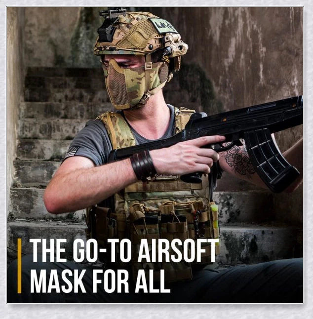 Tactical Foldable Mesh Mask With Ear Protection for Airsoft Gameplay