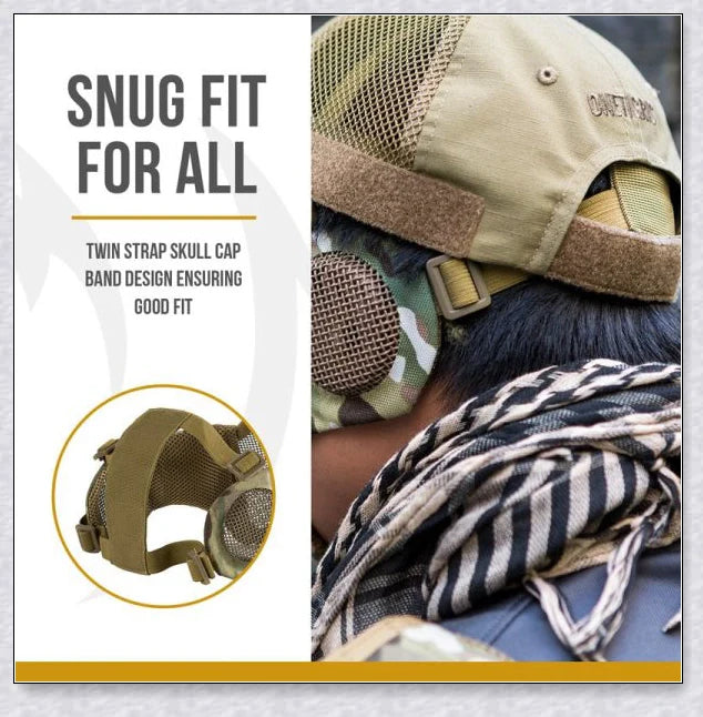 Tactical Foldable Mesh Mask With Ear Protection for Airsoft Gameplay