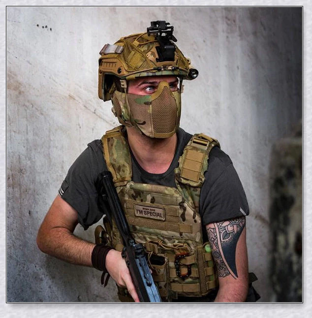 Tactical Foldable Mesh Mask With Ear Protection for Airsoft Gameplay