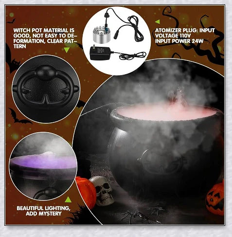 Halloween Witch Pot Smoke Machine Mist Maker with colourful LED lighting and mesmerising mist effect