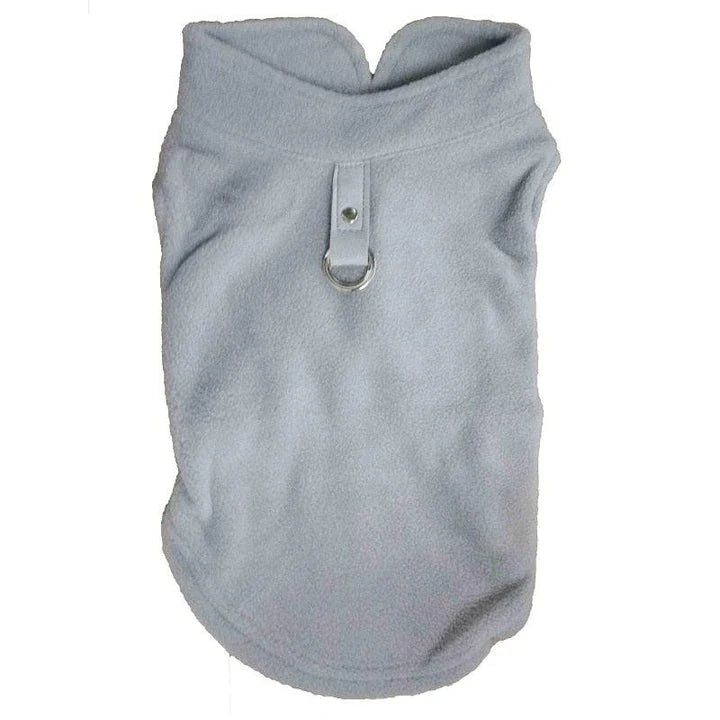 A cosy, warm fleece vest for dogs in a classic solid royal blue colour
