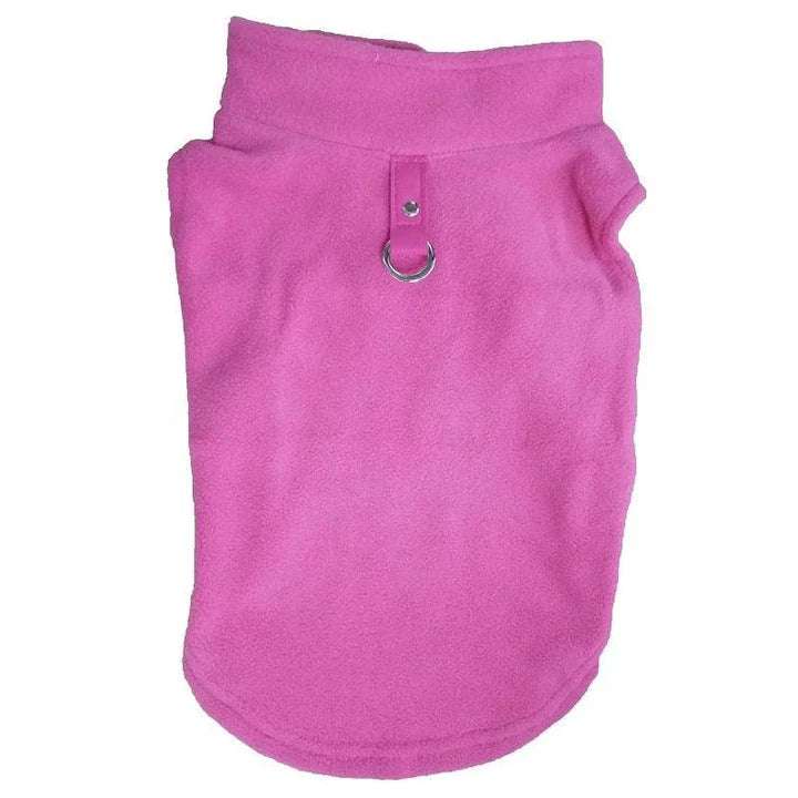 A cosy, warm fleece vest for dogs in a classic solid royal blue colour