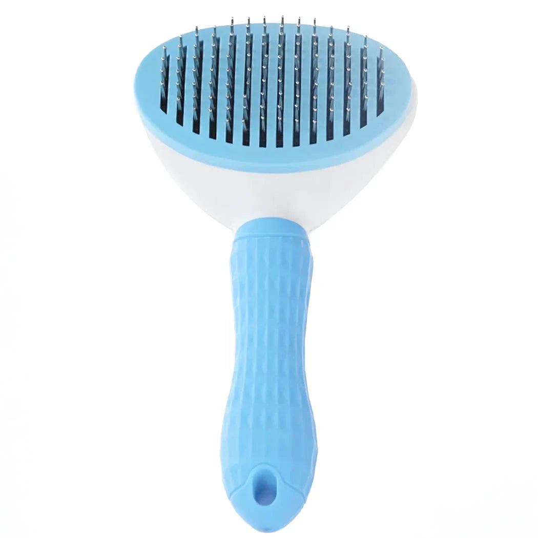 A multi-purpose pet grooming brush designed for dogs, cats, and other furry pets with premium materials and massage features.