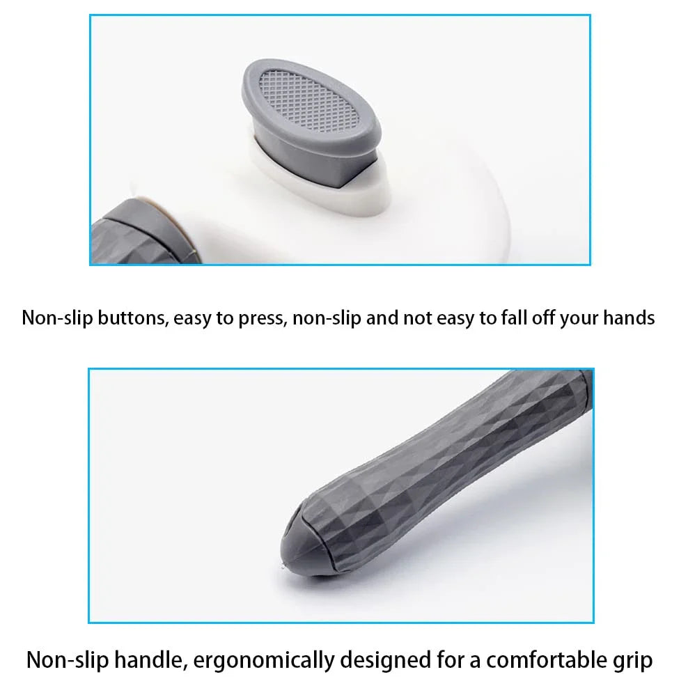 A multi-purpose pet grooming brush designed for dogs, cats, and other furry pets with premium materials and massage features.