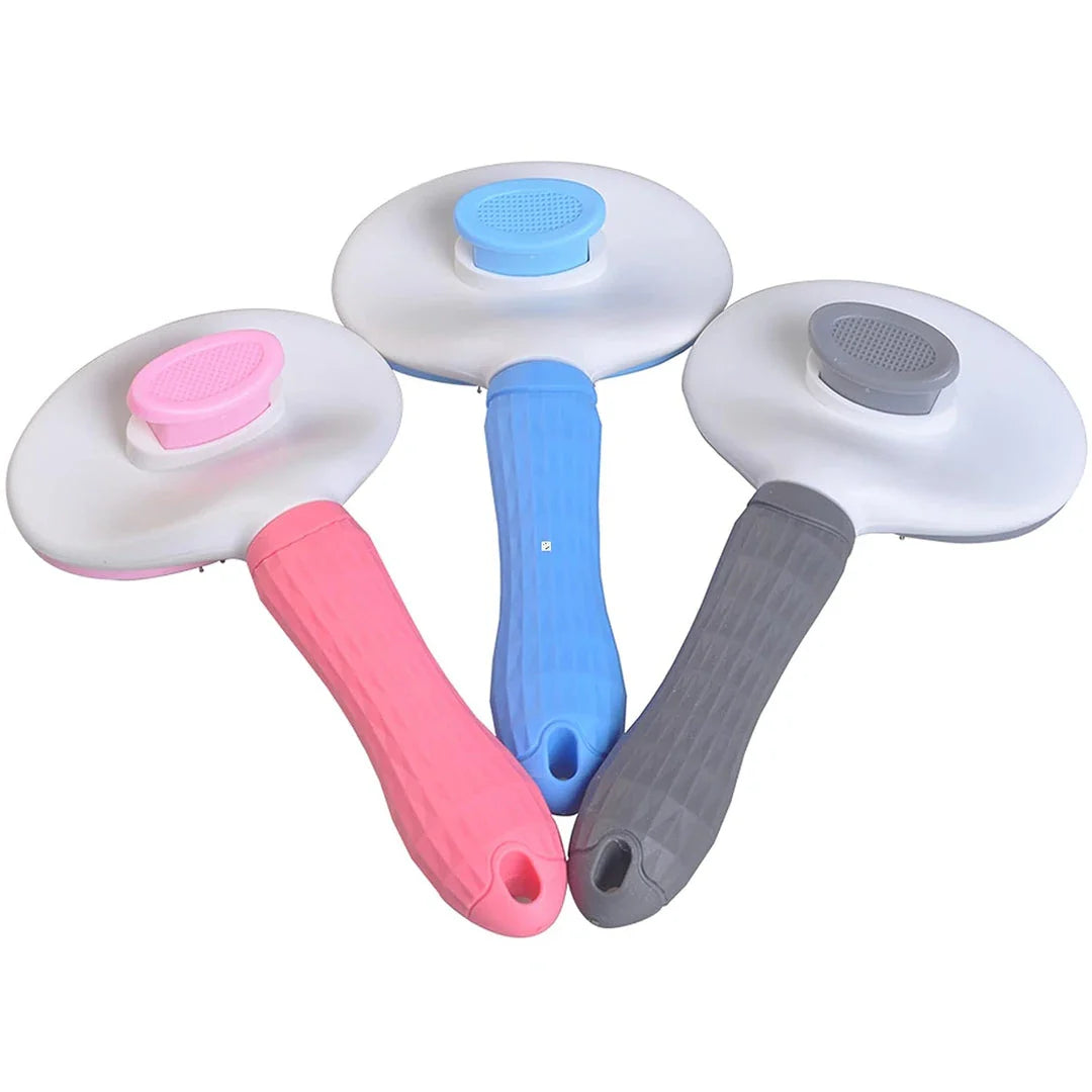 A multi-purpose pet grooming brush designed for dogs, cats, and other furry pets with premium materials and massage features.