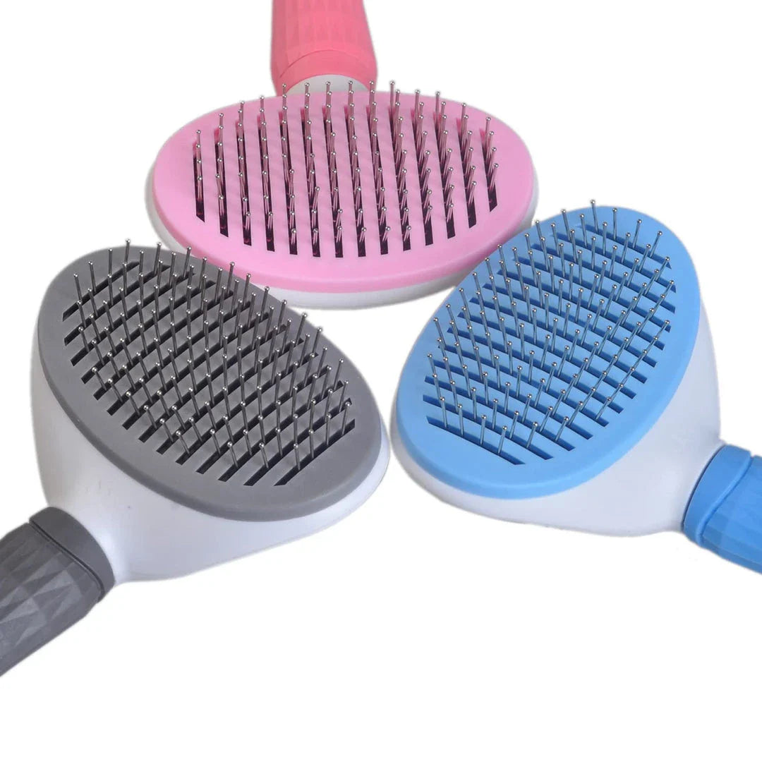 A multi-purpose pet grooming brush designed for dogs, cats, and other furry pets with premium materials and massage features.
