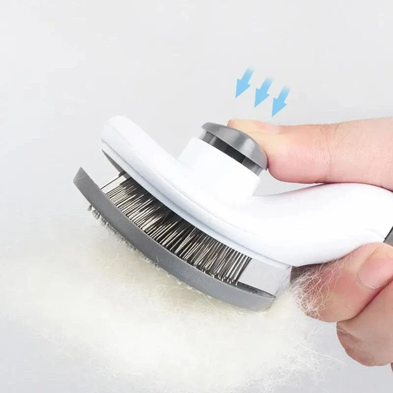 A multi-purpose pet grooming brush designed for dogs, cats, and other furry pets with premium materials and massage features.