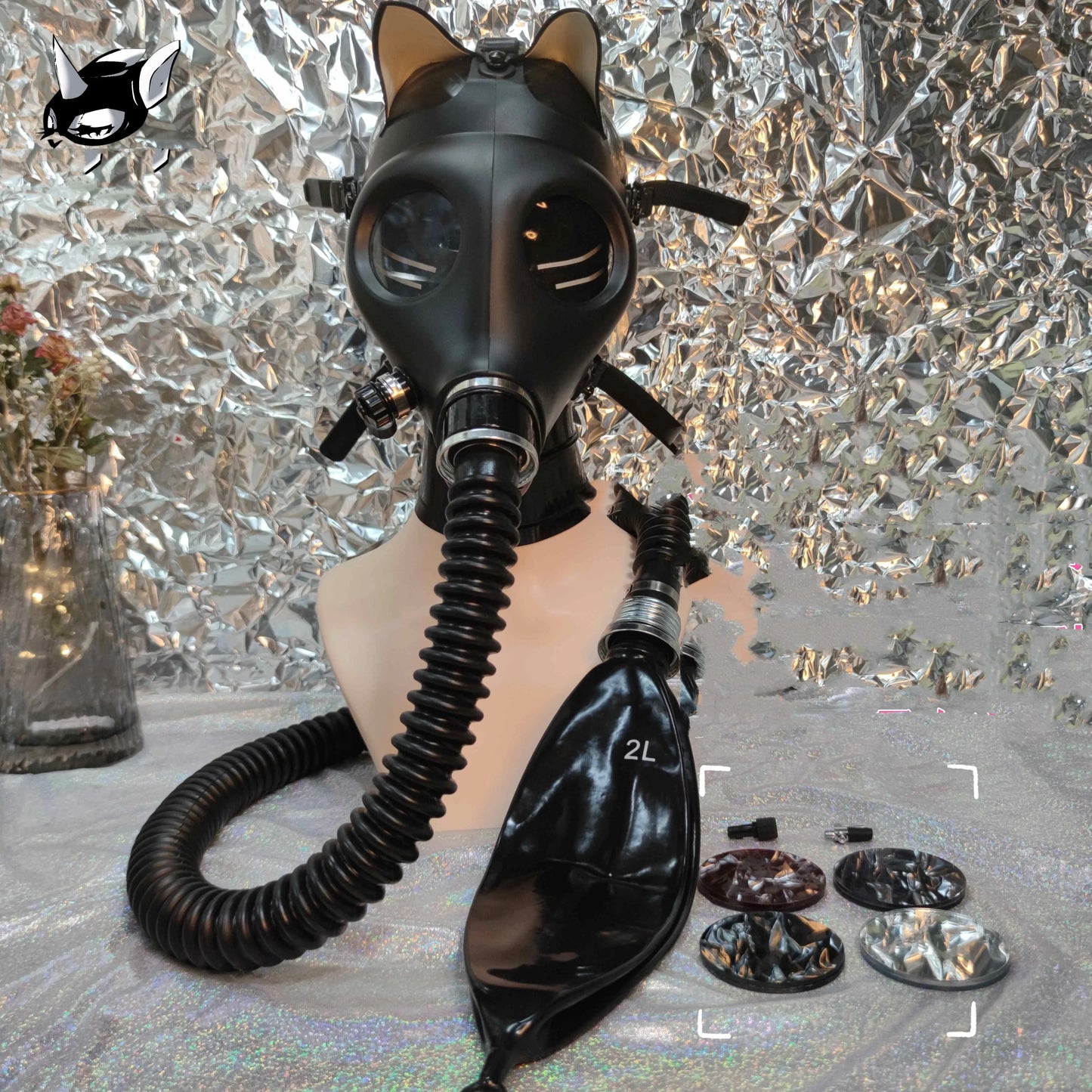 Latex Gas Mask Choking Set Breathing Bag - A premium costume accessory with innovative design and practical features