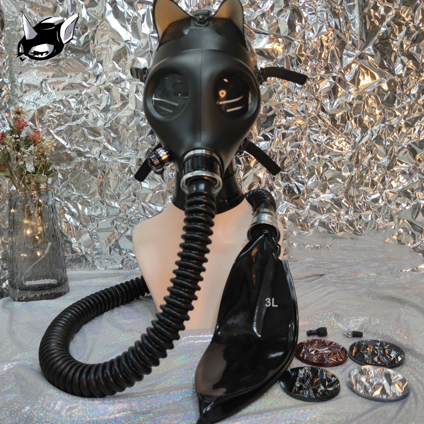 Latex Gas Mask Choking Set Breathing Bag - A premium costume accessory with innovative design and practical features