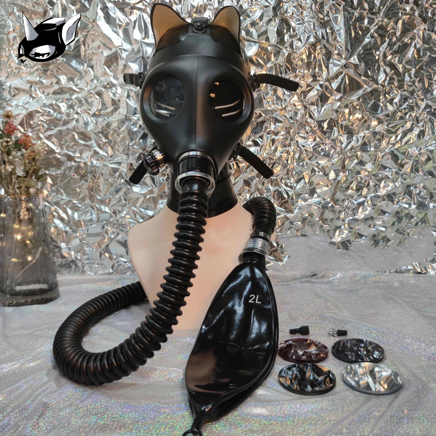 Latex Gas Mask Choking Set Breathing Bag - A premium costume accessory with innovative design and practical features