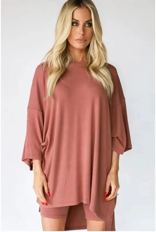 Stylish viscose tee and shorts set in a range of sophisticated colours, perfect for the modern UK woman's wardrobe